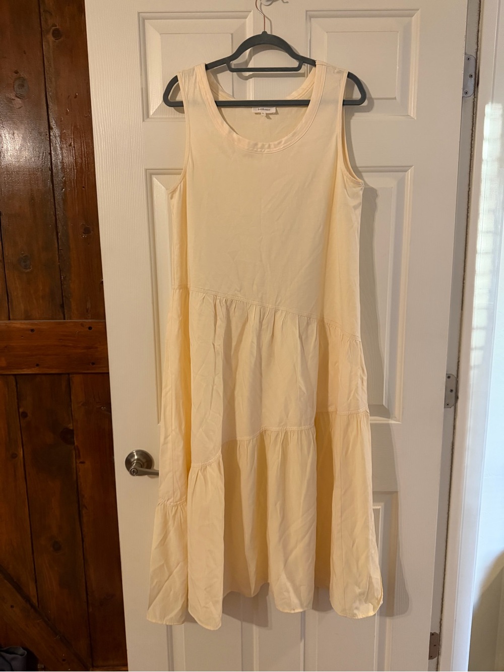 Bohme Sleeveless Tiered Sundress in Pale Yellow - size XL
